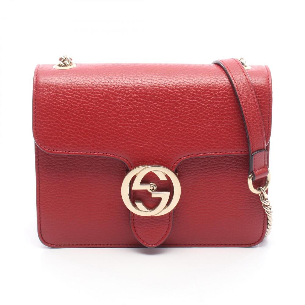 Gucci Interlocking GG Leather Shoulder Bag Red